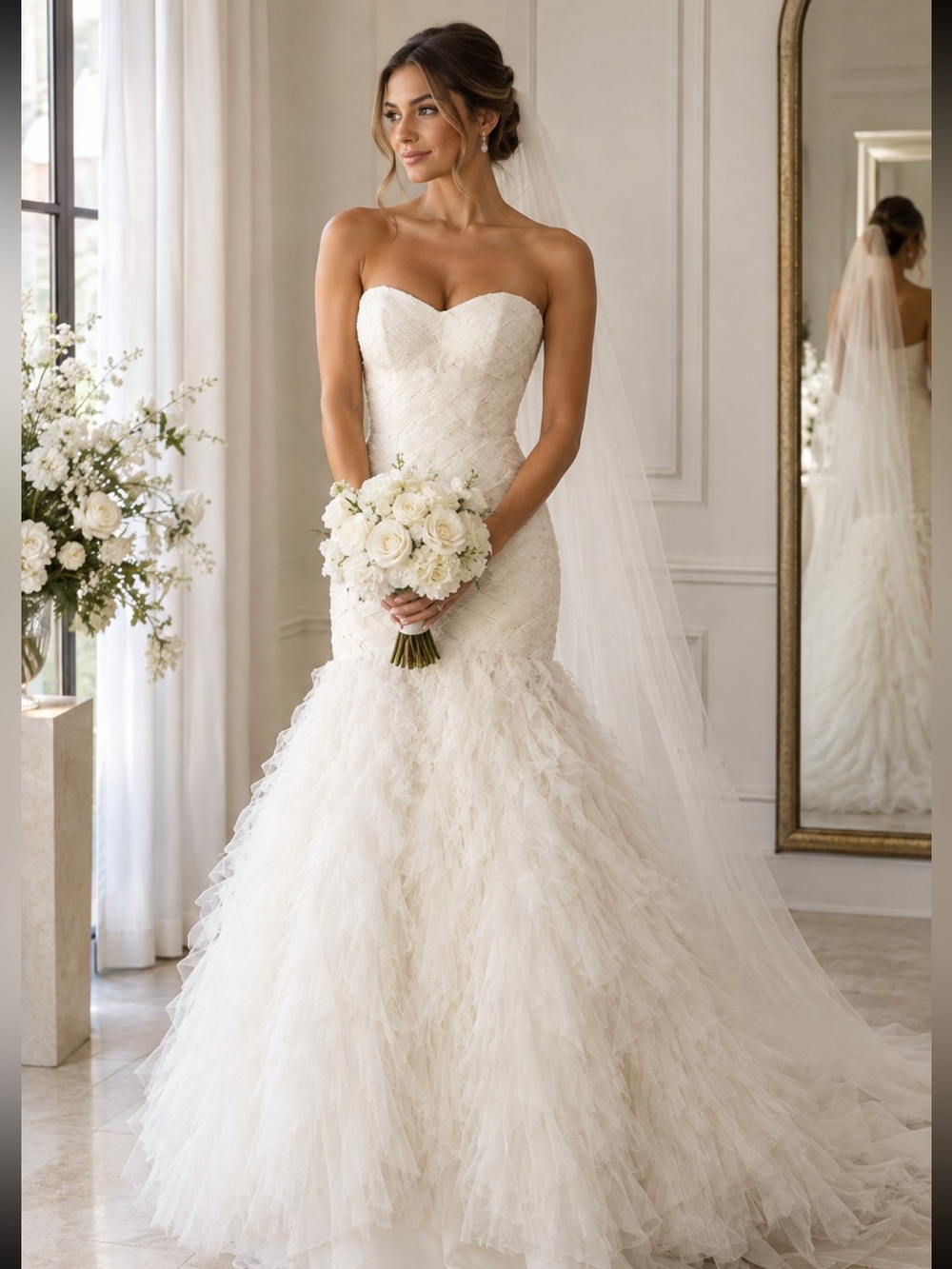 Galina Signature SWG523 ivory strapless wedding dress Size 4